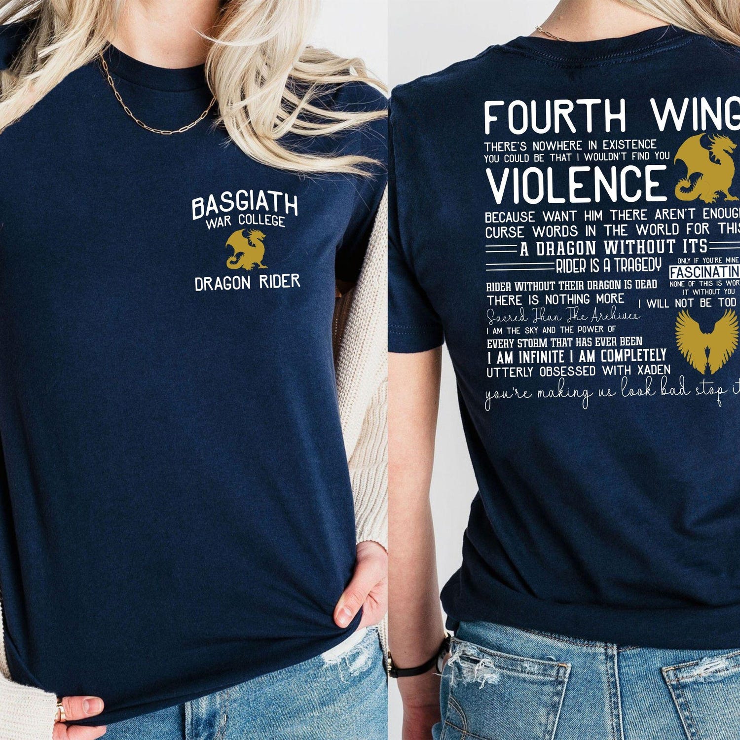 Fourth Wing -  Basgiath War College 2-Sided Shirts, Dragon Rider Shirt, Fantasy Bookish Shirt, Fourth Wing Shirt,Dragon Woman Tee, Basgiath War College Tee