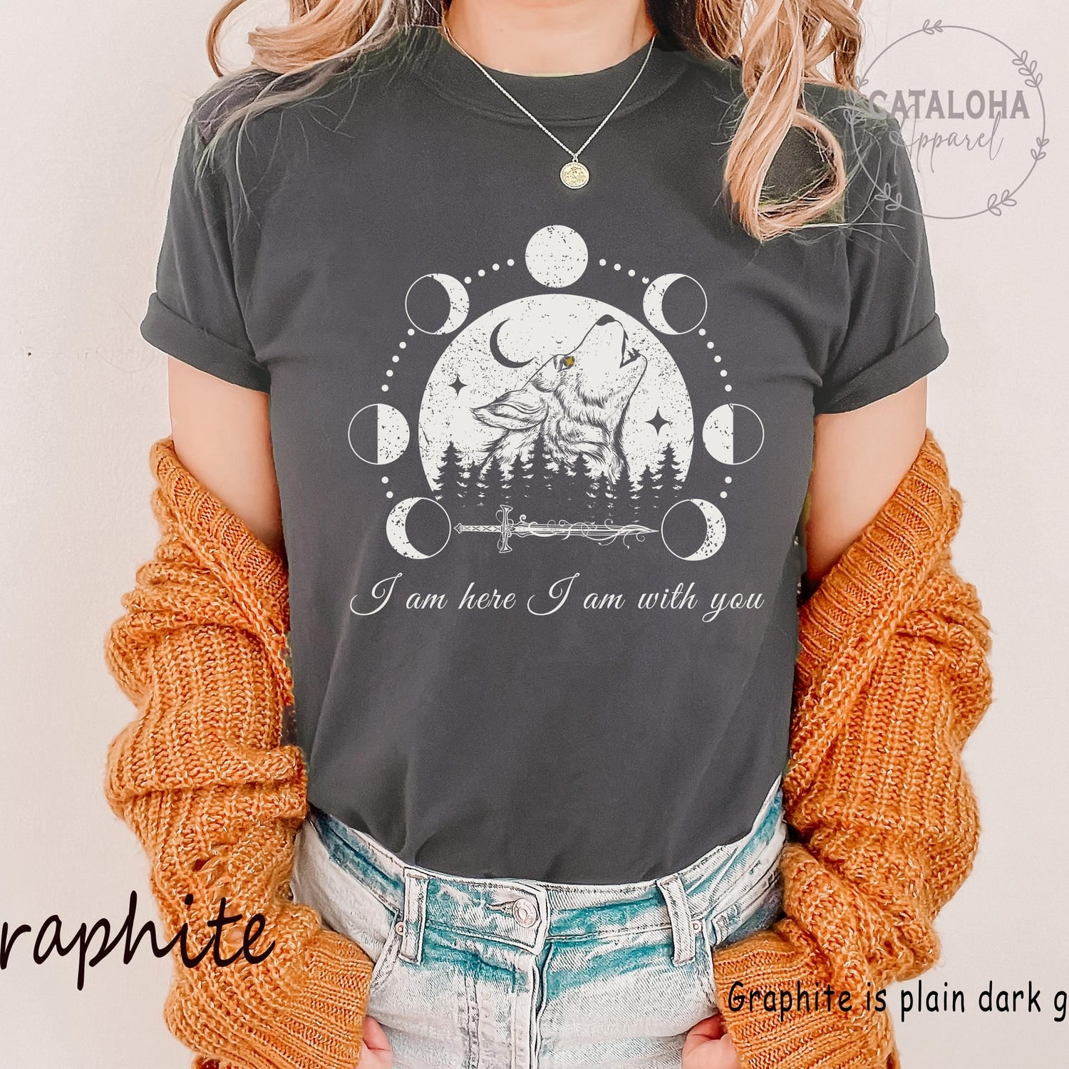 (TOG) -  I am here I am with you t-shirt, Throne of Glass merch, Fenrys, Rowan, Aelin fireheart , TOG quote tshirt, SJM quotes tee, TOG Fenrys Wolf