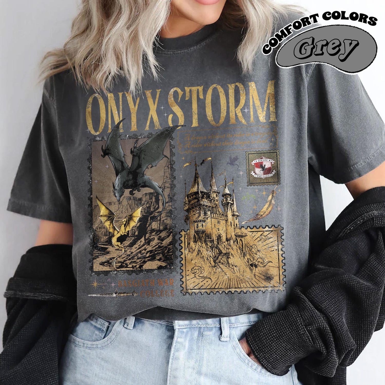 Fourth Wing -  Onyx Storm Comfort Color T-Shirt | Fourth Wing Series Shirt | Dragon Rider | Bookish Tee Gift For Book Lover | Fantasy Book | Tairn&Andarna