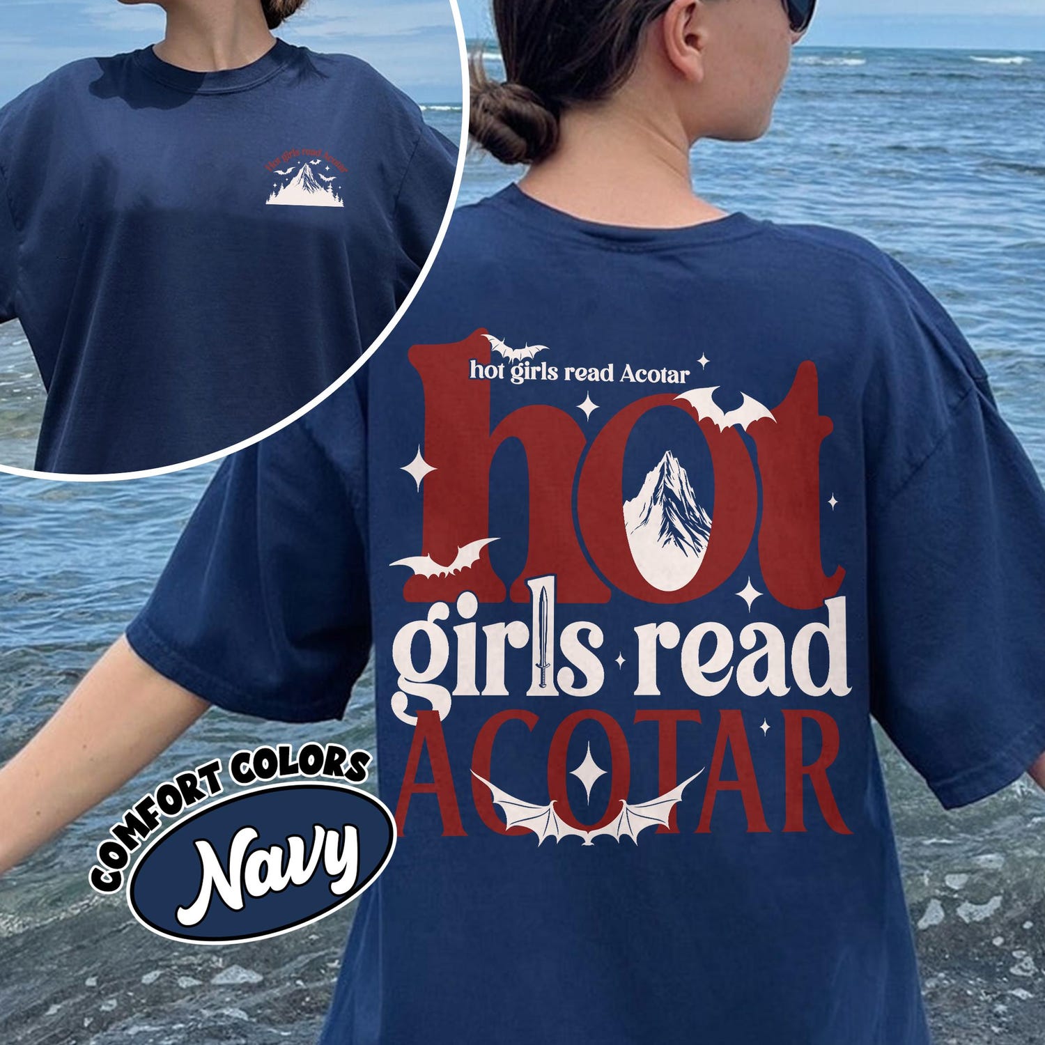 ACOTAR -  Hot Girls Read Acotar Comfort Colors Shirt, Fantasy Book Merch For Fans, The Night Court Tee, Gift For Book Lover