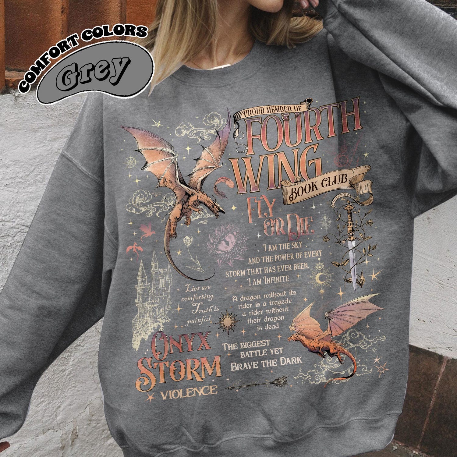 Fourth Wing Comfort Color Sweatshirt | Dragon Rider Sweat | Basgiath War College | Violet Sorrengail | Violent Little Thing