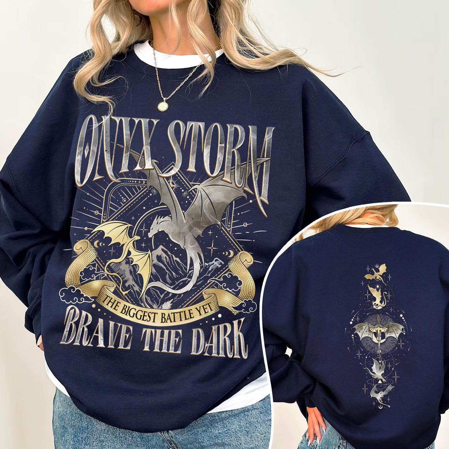 Fourth Wing -  Onyx Storm Brave The Dark Sweatshirt, Fourth Wing Series T Shirt For Fan, Violet Sorrengail Dragon Rider, Gift For Book Lover